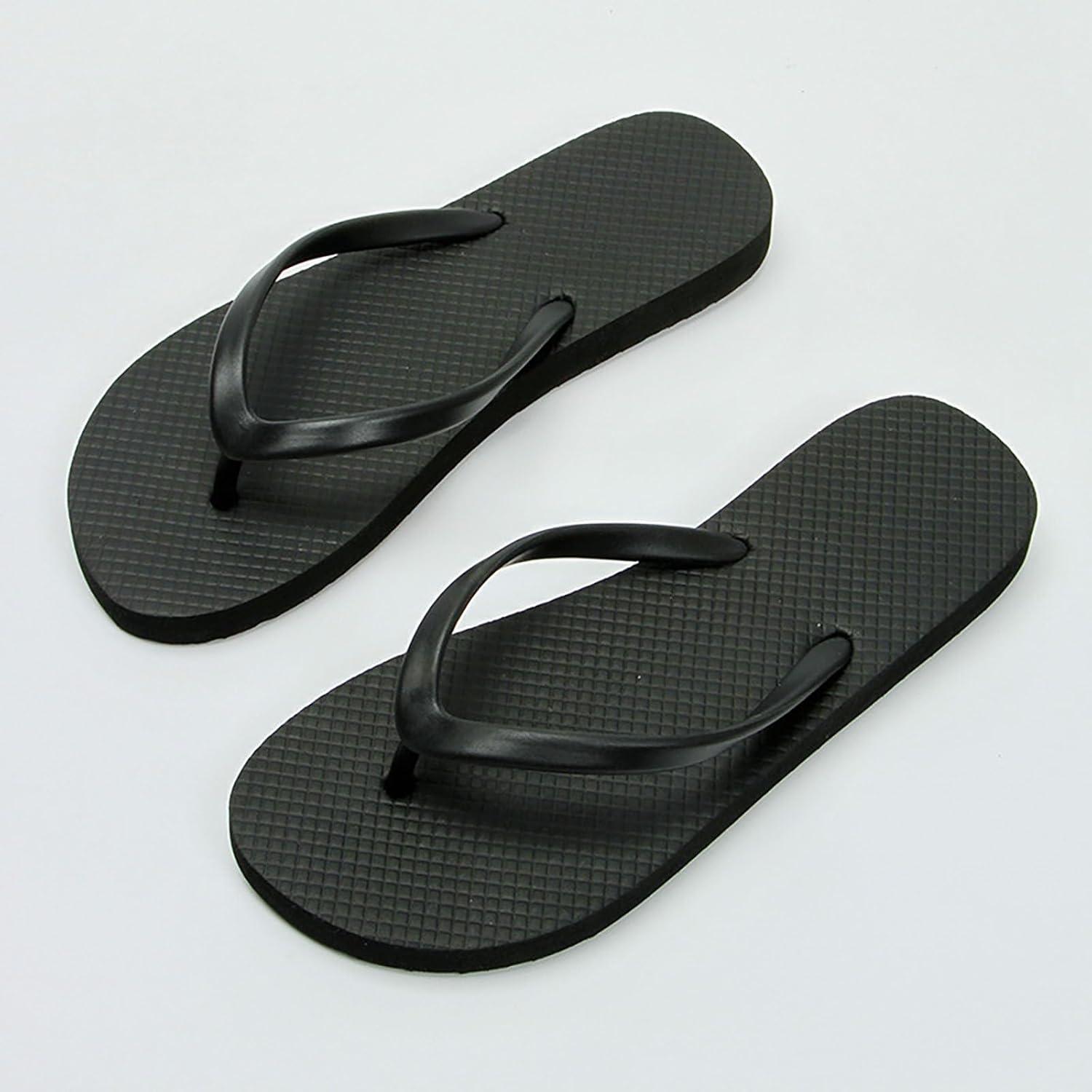 imageTongs pour Femmes Pantoufles de Douche pour Femmes Sandales Plates adaptes la Salle de Bain dt la Plage Piscine Tongs lgres et Basiques en Chaussures Scurit FemmesLe Noir