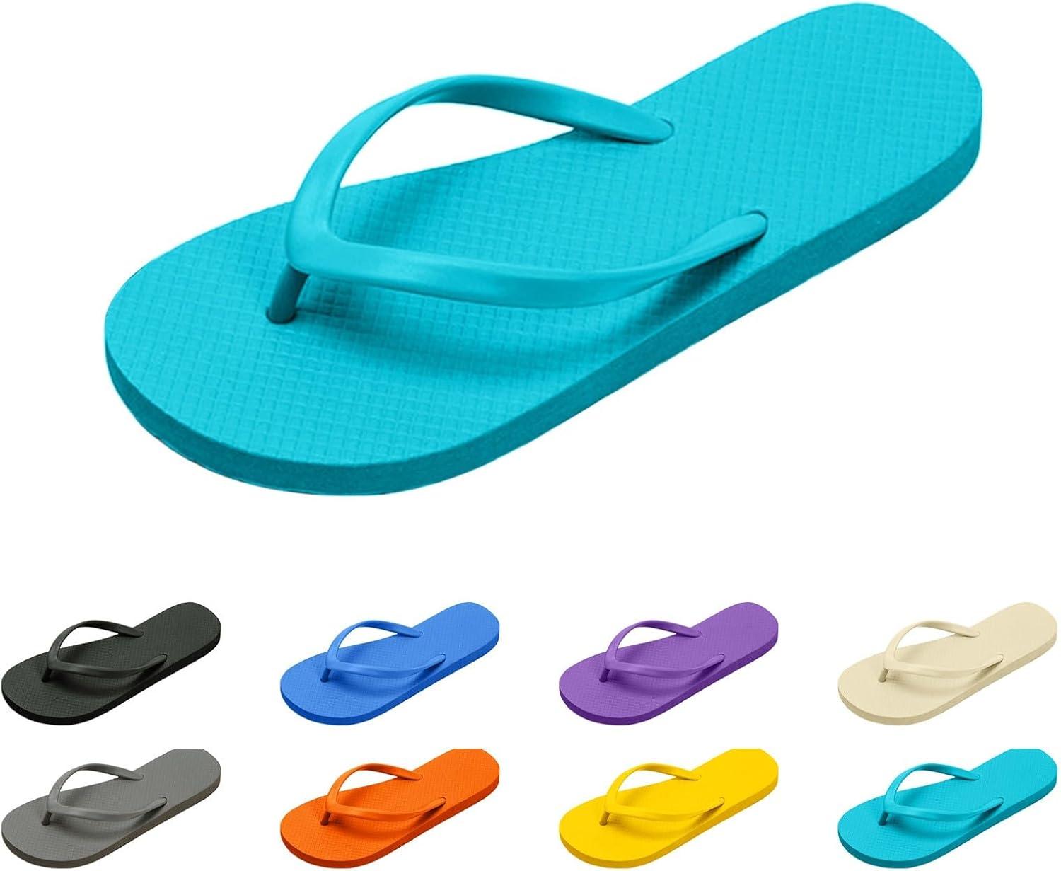 imageTongs pour Femmes Pantoufles de Douche pour Femmes Sandales Plates adaptes la Salle de Bain dt la Plage Piscine Tongs lgres et Basiques en Chaussures Scurit FemmesBleu Ciel