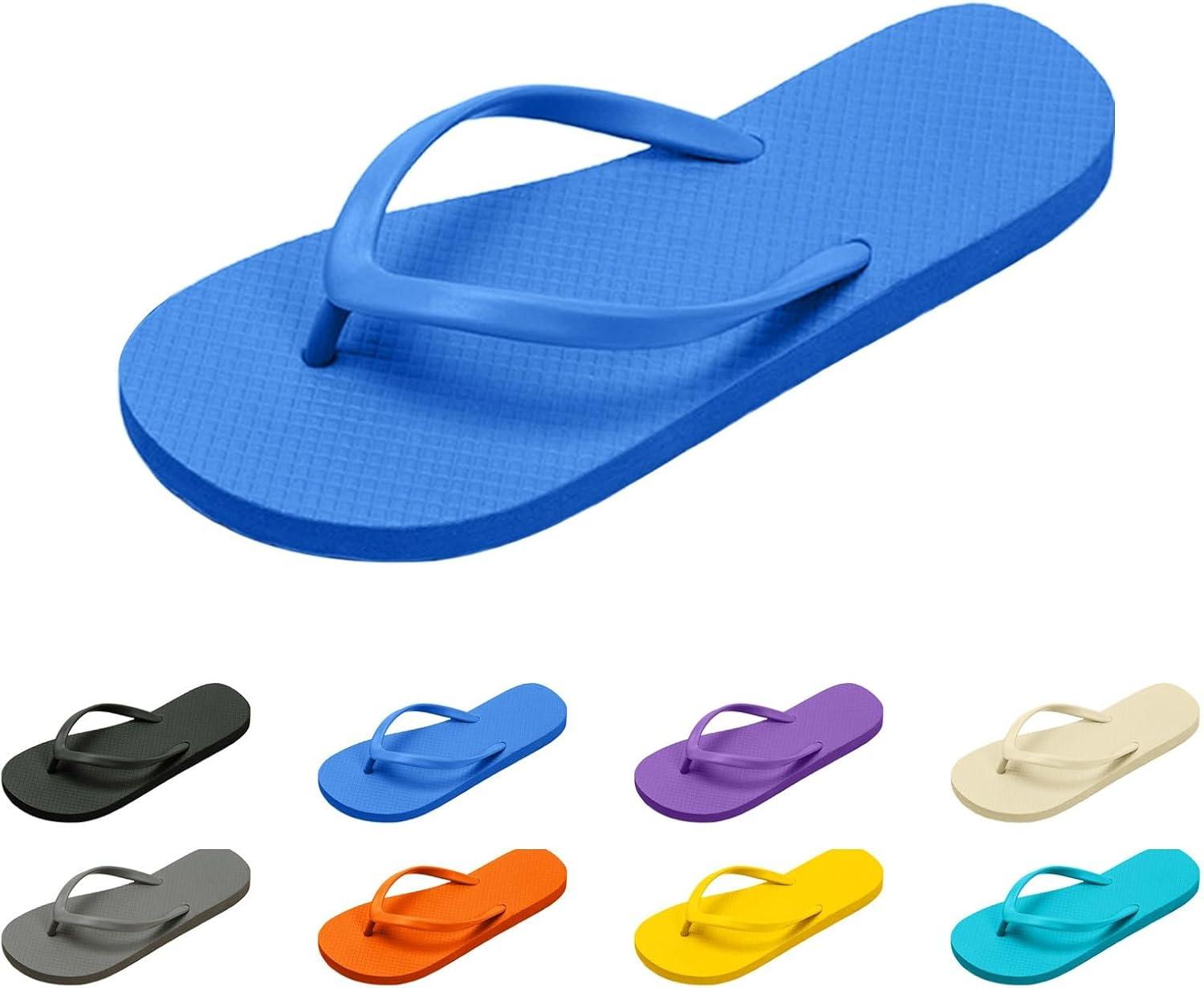 imageTongs pour Femmes Pantoufles de Douche pour Femmes Sandales Plates adaptes la Salle de Bain dt la Plage Piscine Tongs lgres et Basiques en Chaussures Scurit FemmesBleu
