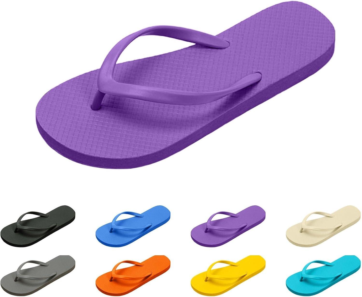 imageTongs pour Femmes Pantoufles de Douche pour Femmes Sandales Plates adaptes la Salle de Bain dt la Plage Piscine Tongs lgres et Basiques en Chaussures Scurit FemmesViolet