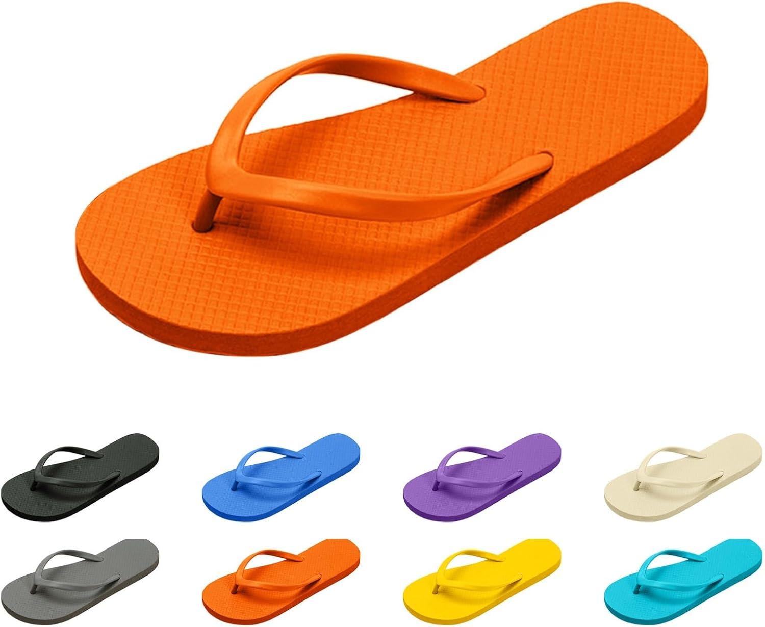 imageTongs pour Femmes Pantoufles de Douche pour Femmes Sandales Plates adaptes la Salle de Bain dt la Plage Piscine Tongs lgres et Basiques en Chaussures Scurit FemmesOrange