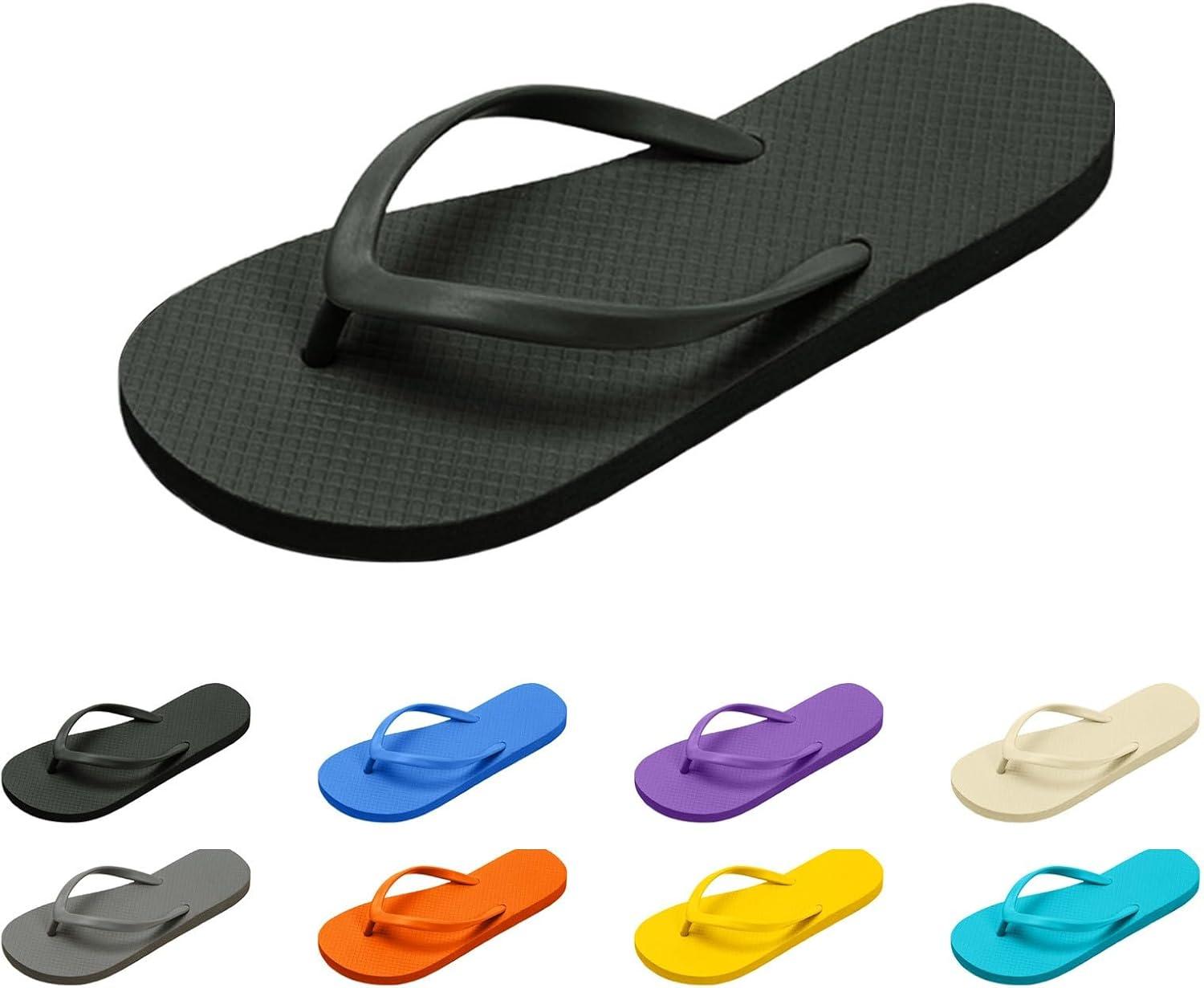 imageTongs pour Femmes Pantoufles de Douche pour Femmes Sandales Plates adaptes la Salle de Bain dt la Plage Piscine Tongs lgres et Basiques en Chaussures Scurit FemmesLe Noir
