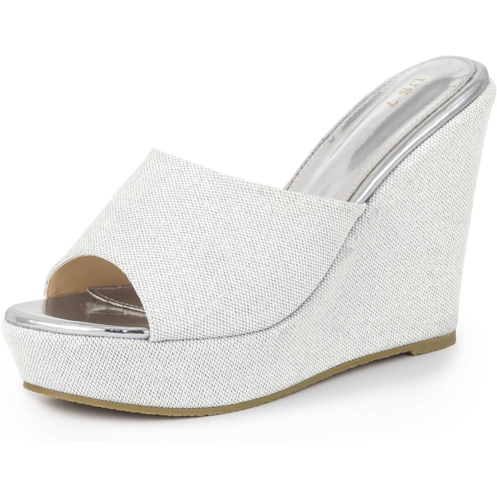 imageAllegra K Sandales Talons compenss Enfiler Plateforme Scintillante pour FemmesWei Silber