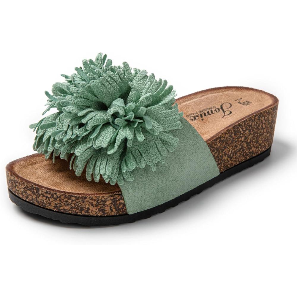 imageJOMIX Claquettes Femme Claquettes Compenses Femme Claquette Femme Imprim Chaussons dt Sandales Femme Confortables pour Maison Piscine PlageVert