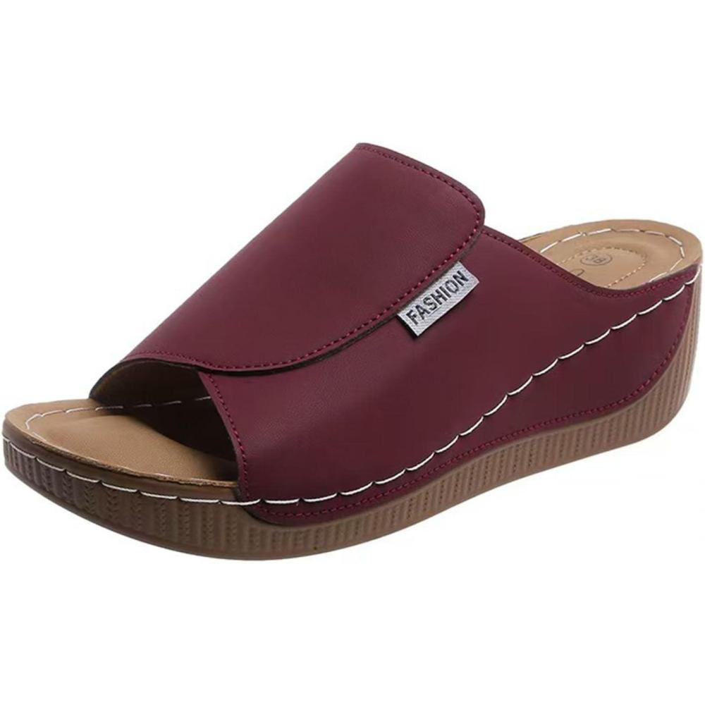 imageSandales Femme Semelle OrthopDique Femme T Confortable Sandales 2025 CompensEs Pour LT Multiples CouleursAvec Support PlantaireIdAles Pour Marcher01 Vin