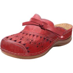 2025 Sandales Orthopédiques pour Femmes Mules en Cuir Bohême Bout Ouvert Plateforme Pantoufles Compensées Pas Cher Chaussons D&rsquo;été Confortables Respirantes Sandales Vintage Mode Chaussures de Plage(A04 Rouge)