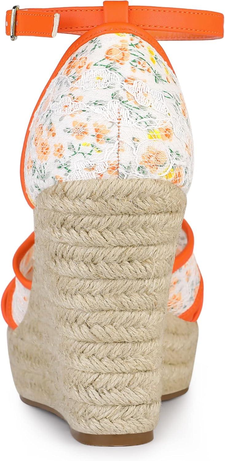 imageAllegra K Femmes Sandales Compenses Talon Compens Bride Cheville EspadrillePinke Blume