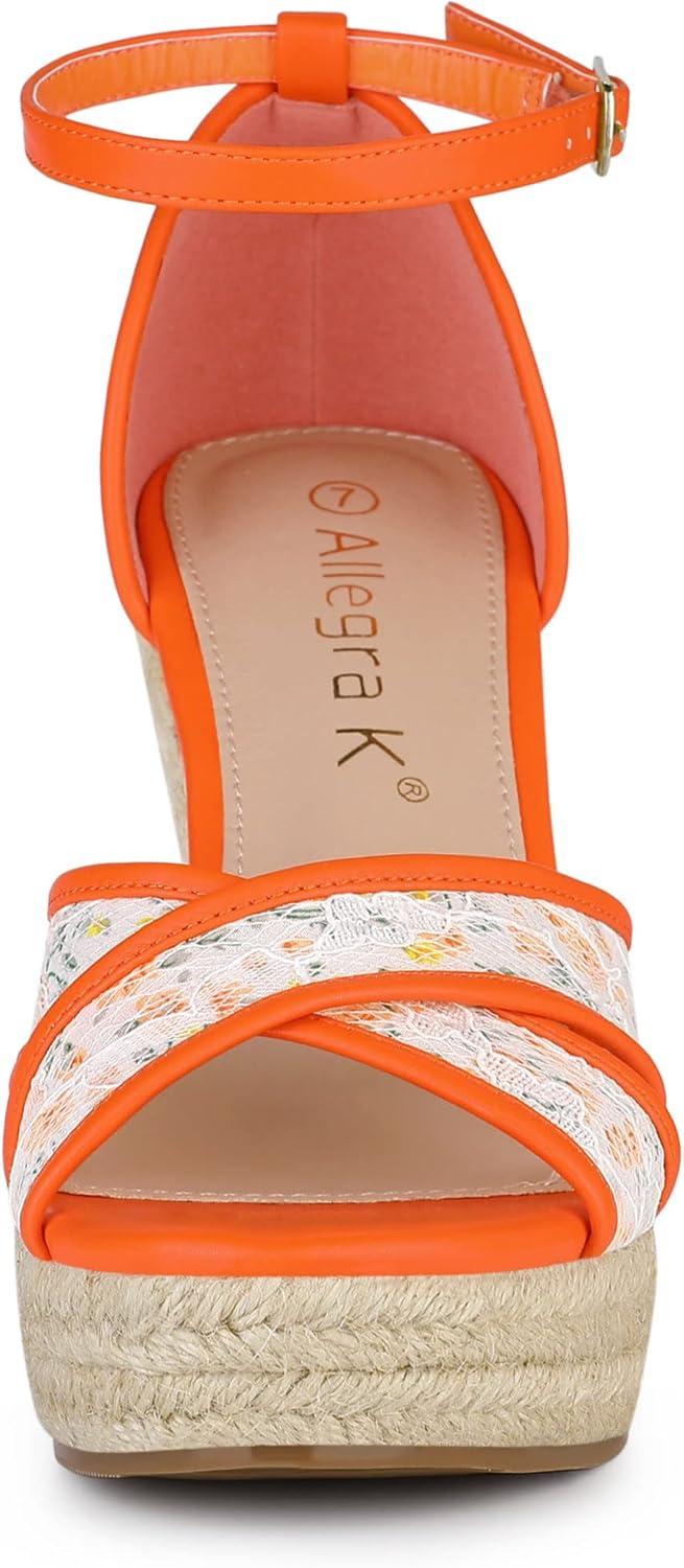 imageAllegra K Femmes Sandales Compenses Talon Compens Bride Cheville EspadrillePinke Blume