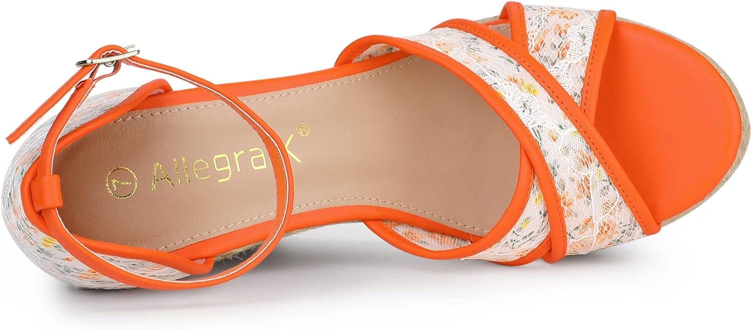 imageAllegra K Femmes Sandales Compenses Talon Compens Bride Cheville EspadrillePinke Blume