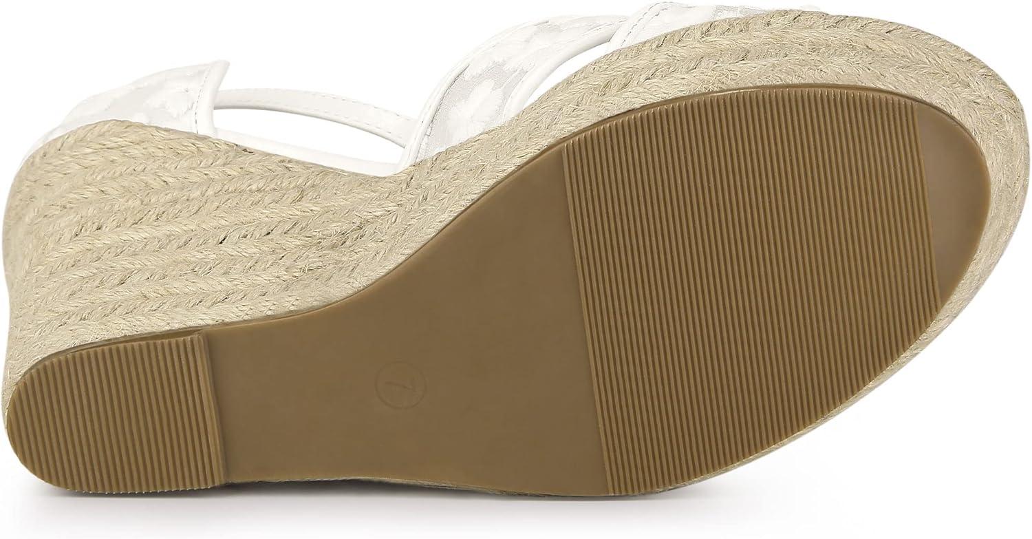 imageAllegra K Femmes Sandales Compenses Talon Compens Bride Cheville EspadrilleWeie Blume