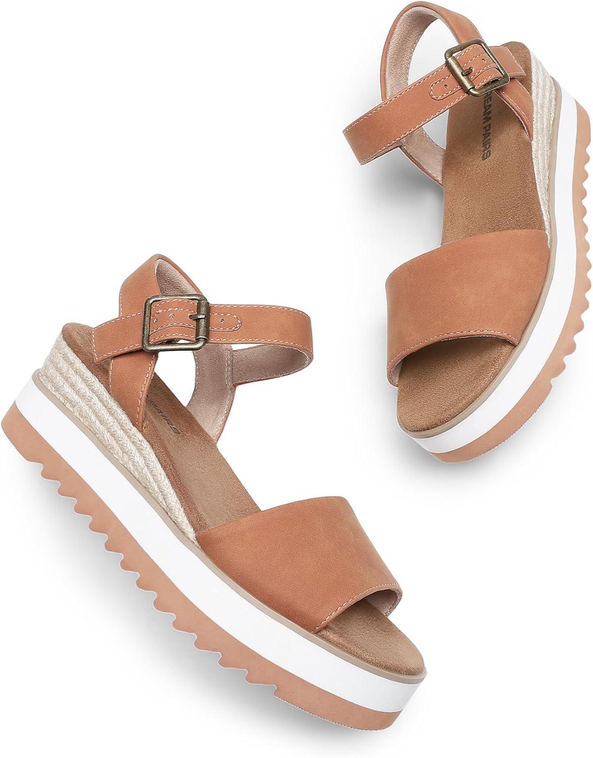 imageDREAM PAIRS Sandales Talon Compens pour Femmes Confortables Sandale Espadrilles dt Classique Plateforme DWUMPS2504Bronzer
