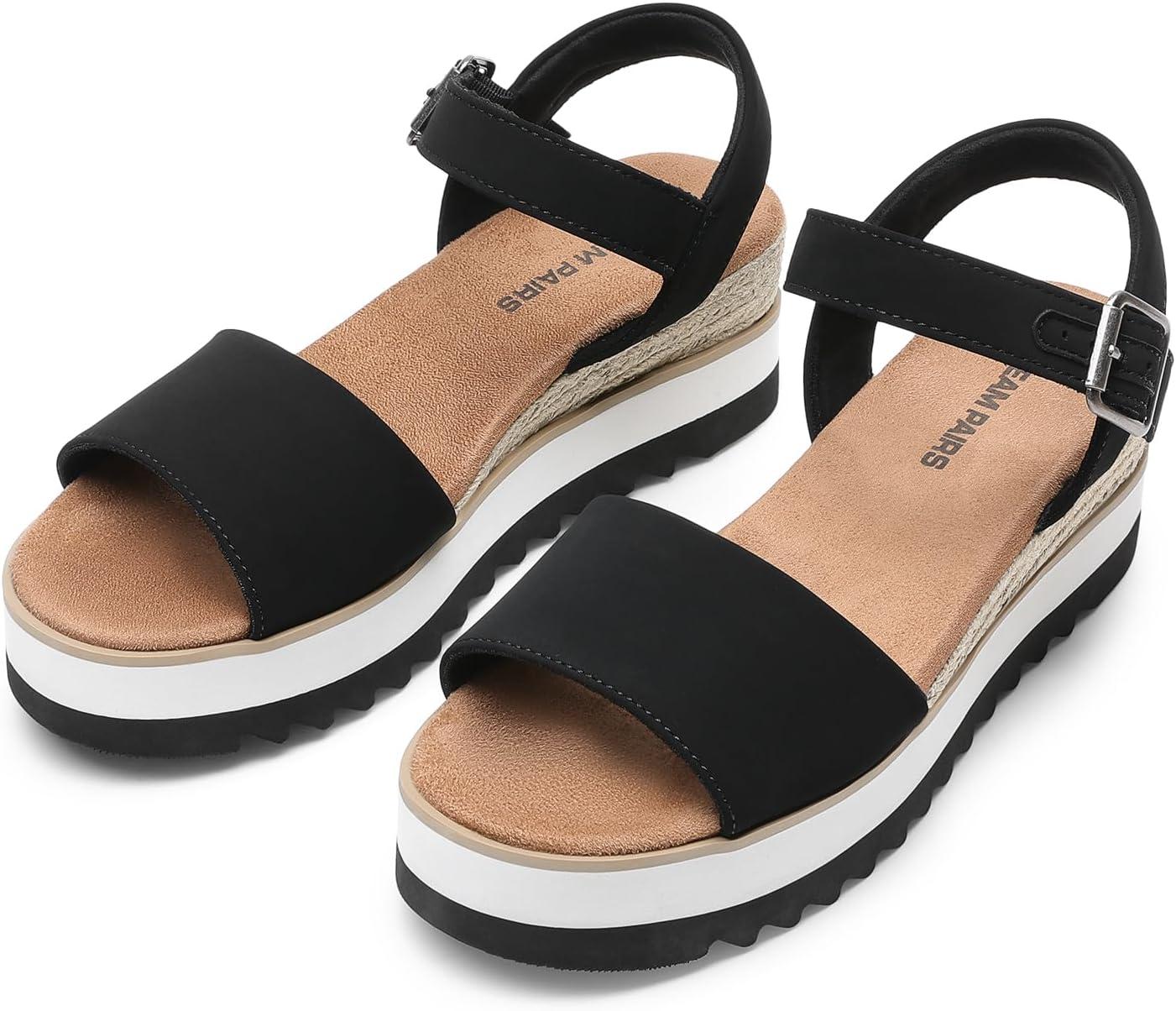 imageDREAM PAIRS Sandales Talon Compens pour Femmes Confortables Sandale Espadrilles dt Classique Plateforme DWUMPS2504Noir