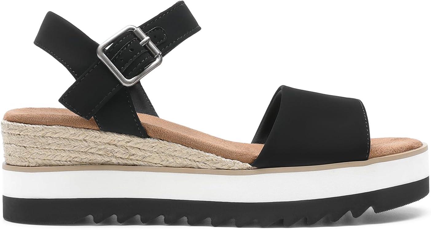 imageDREAM PAIRS Sandales Talon Compens pour Femmes Confortables Sandale Espadrilles dt Classique Plateforme DWUMPS2504Noir
