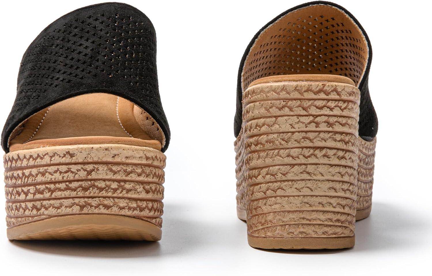 imageJOMIX Sandales Compenses Femme Sandale Femme Tongs Compens dt Espadrilles Femme pour Maison Piscine PlageNoir