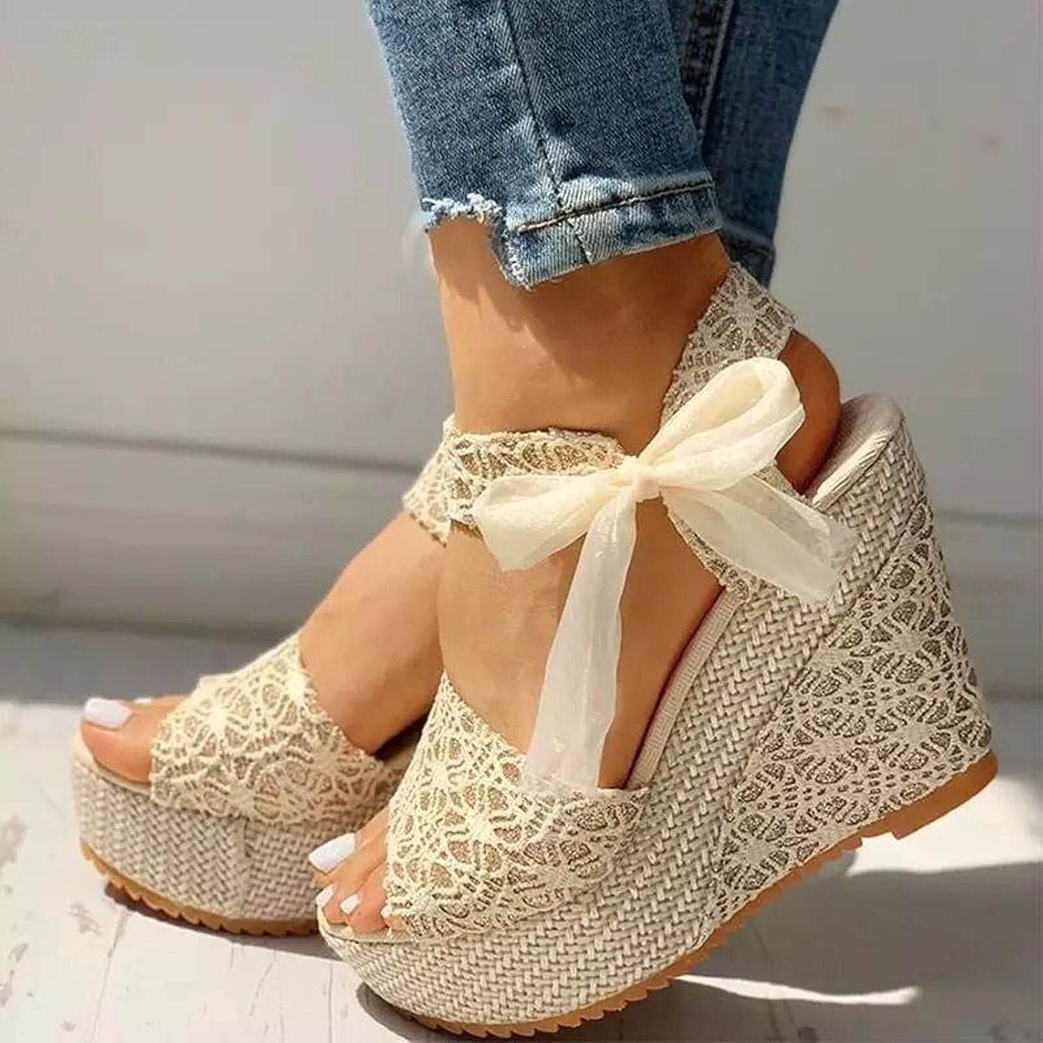 imageNUSGEAR Sandales pour femme Sandales dt croises bretelles croises lgantes Sandales compenses pour femme Sandales dt Sandales ChaussuresA Beige