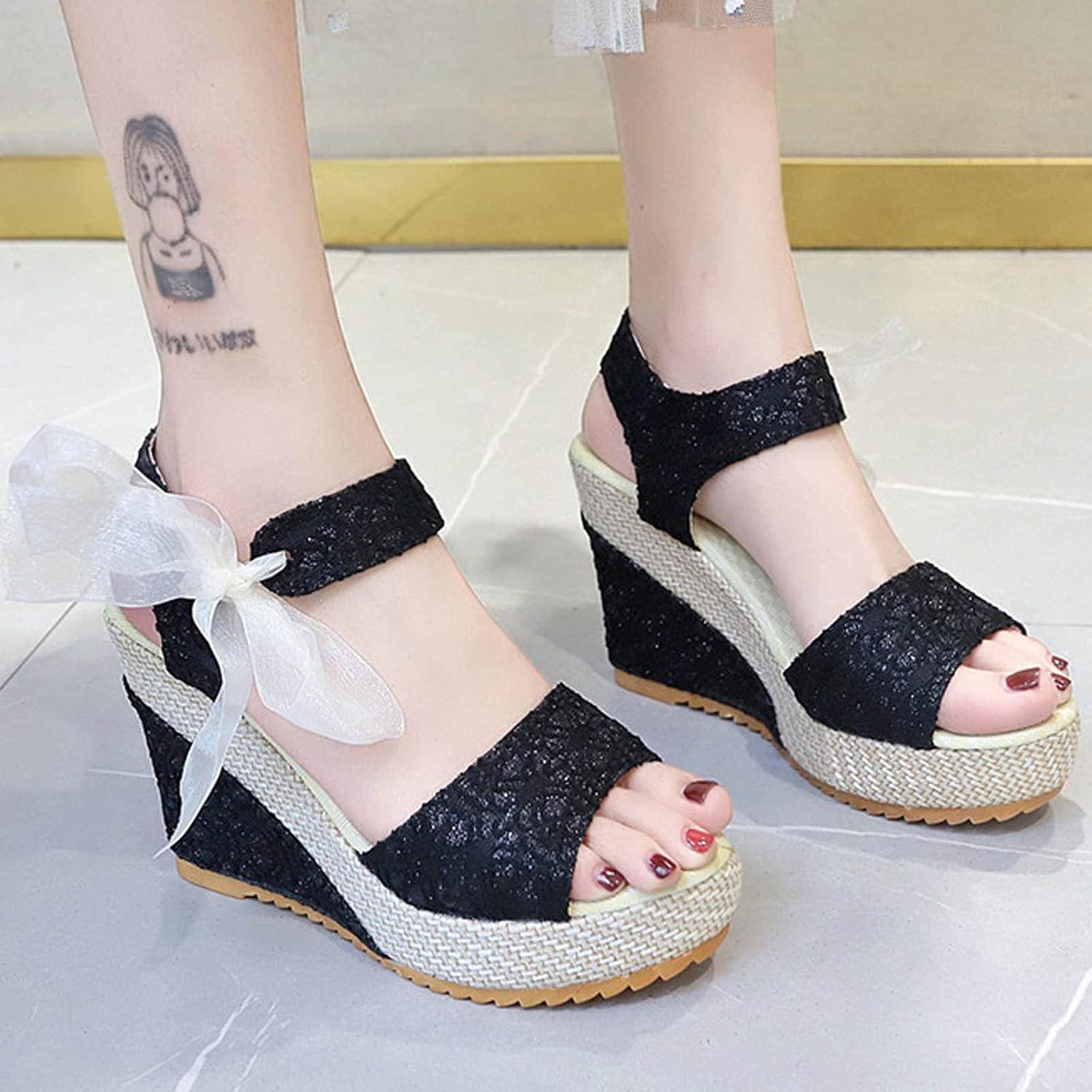 imageNUSGEAR Sandales pour femme Sandales dt croises bretelles croises lgantes Sandales compenses pour femme Sandales dt Sandales ChaussuresA Noir