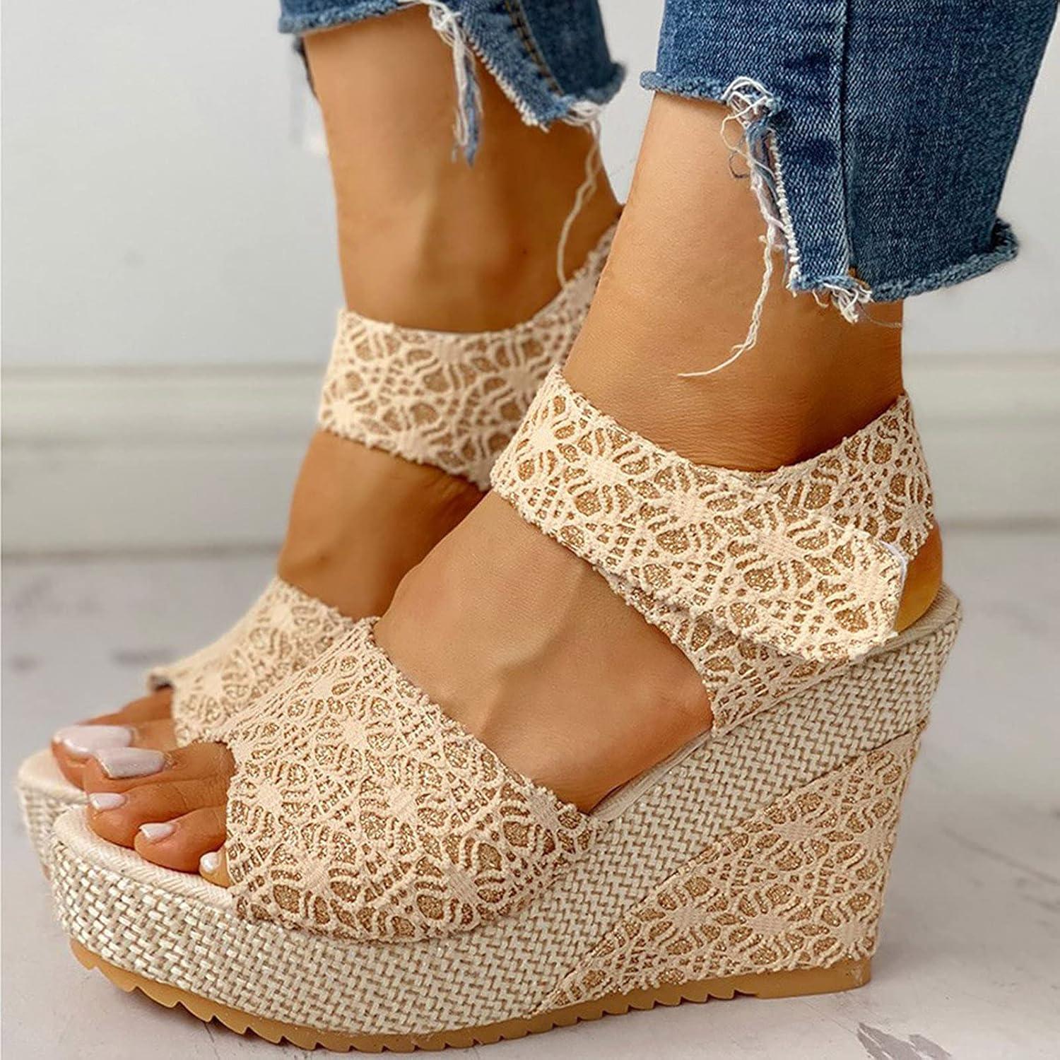 imageNUSGEAR Sandales pour femme Sandales dt croises bretelles croises lgantes Sandales compenses pour femme Sandales dt Sandales ChaussuresBeige
