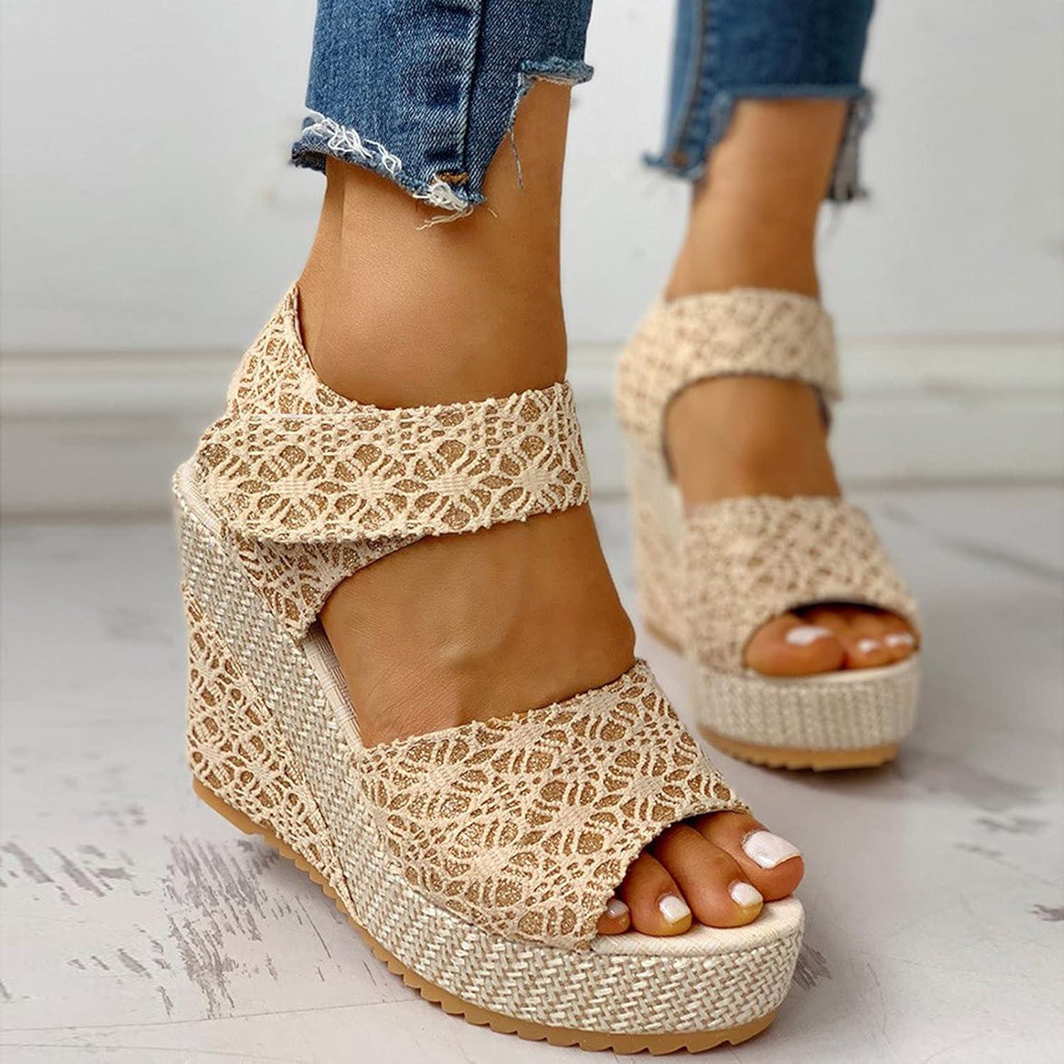 imageNUSGEAR Sandales pour femme Sandales dt croises bretelles croises lgantes Sandales compenses pour femme Sandales dt Sandales ChaussuresBeige