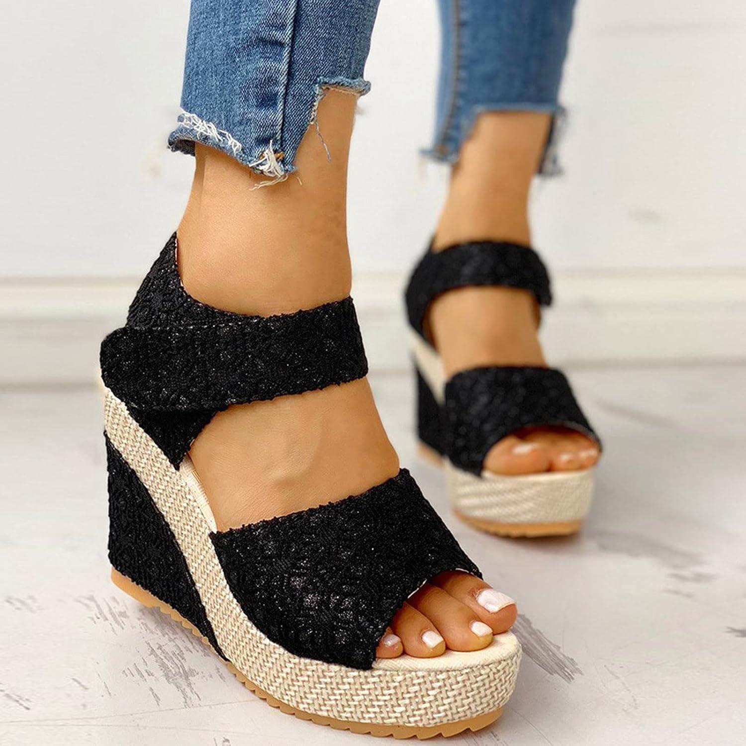 imageNUSGEAR Sandales pour femme Sandales dt croises bretelles croises lgantes Sandales compenses pour femme Sandales dt Sandales ChaussuresNoir