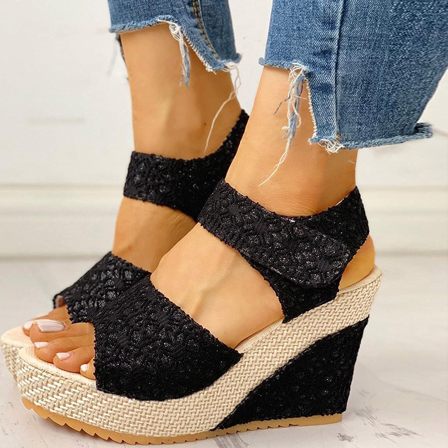 imageNUSGEAR Sandales pour femme Sandales dt croises bretelles croises lgantes Sandales compenses pour femme Sandales dt Sandales ChaussuresNoir