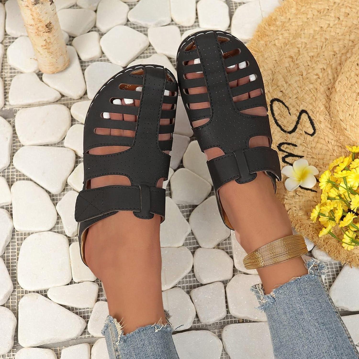 imageSandales de pcheur en cuir pour femme avec semelle compense pour femme dos nu sandales bout ferm mules talon inclin chaussons antidrapants chaussures orthopdiques lgresNoir