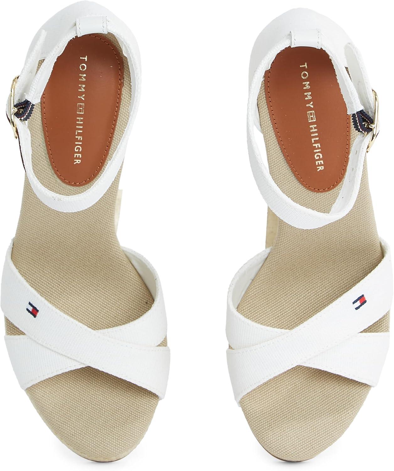 imageTommy Hilfiger Femme Flag High Wedge Espad Crisscross Fw0fw08661 Espadrilles compensesWhite Ecru