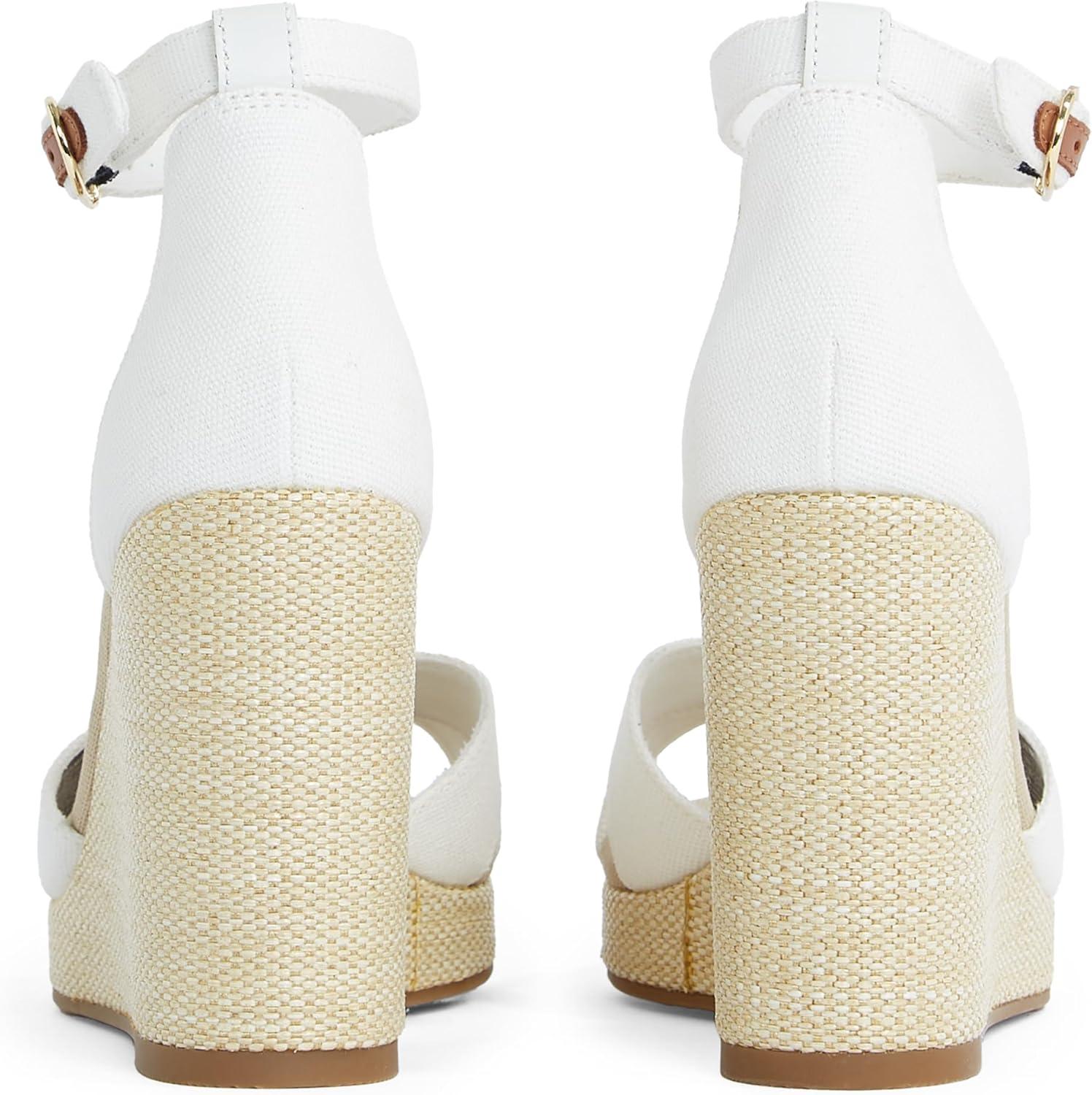 imageTommy Hilfiger Femme Flag High Wedge Espad Crisscross Fw0fw08661 Espadrilles compensesWhite Ecru