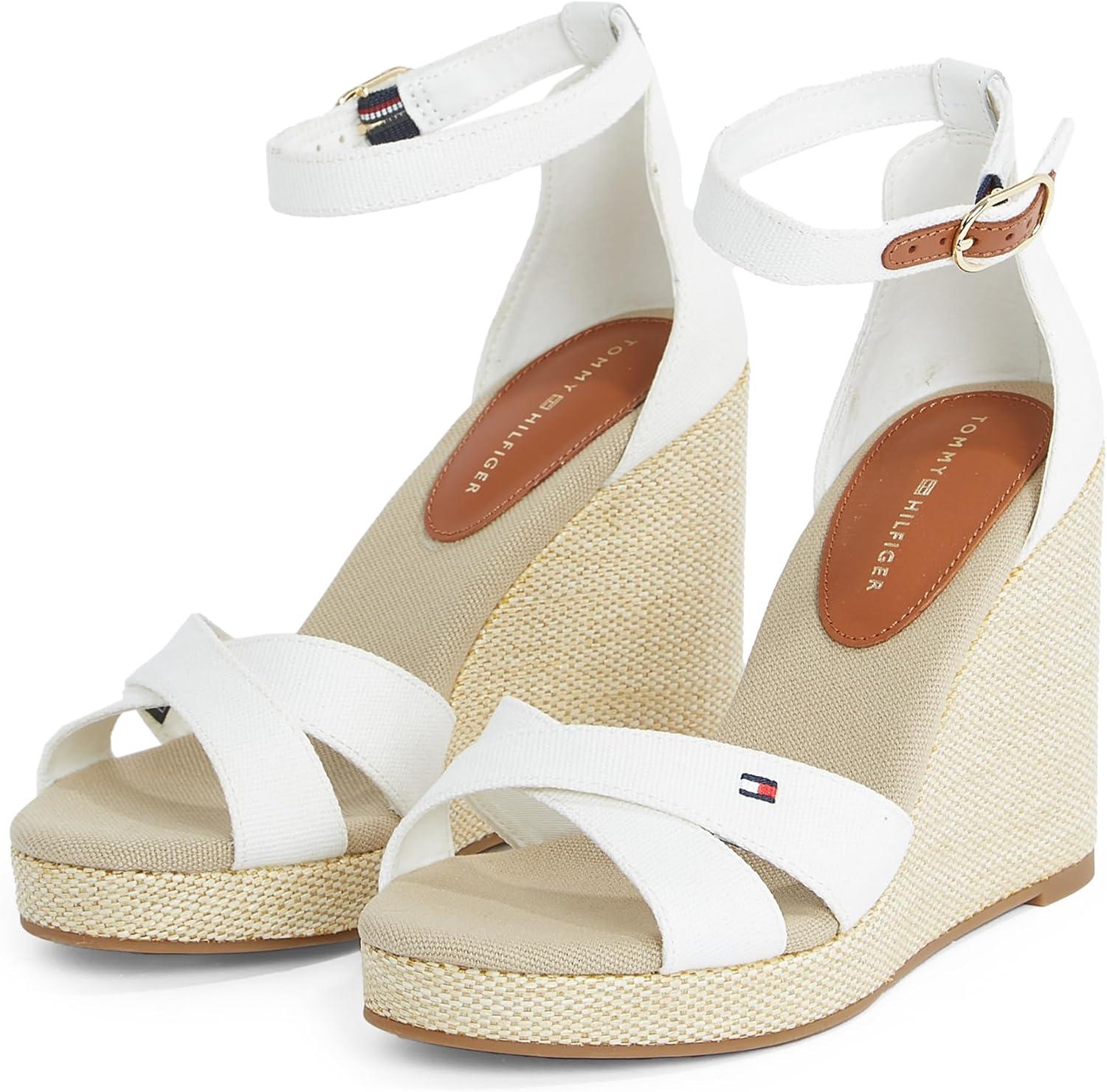 imageTommy Hilfiger Femme Flag High Wedge Espad Crisscross Fw0fw08661 Espadrilles compensesWhite Ecru