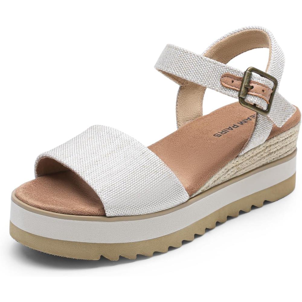 imageDREAM PAIRS Sandales Talon Compens pour Femmes Confortables Sandale Espadrilles dt Classique Plateforme DWUMPS2504Canneaux Naturels