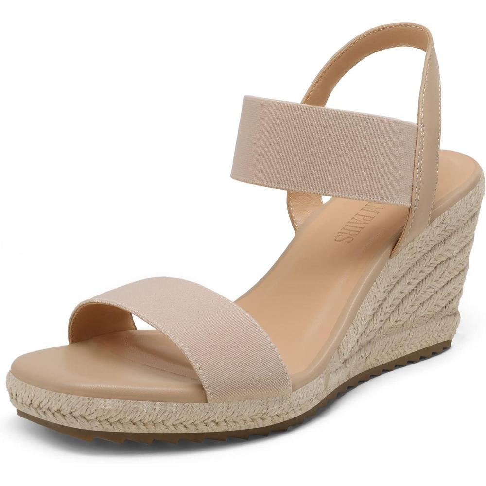 imageDREAM PAIRS Sandales Compenses pour Femme Bout Ouvert Bride la Cheville Espadrilles Sandale Talon compens tNu
