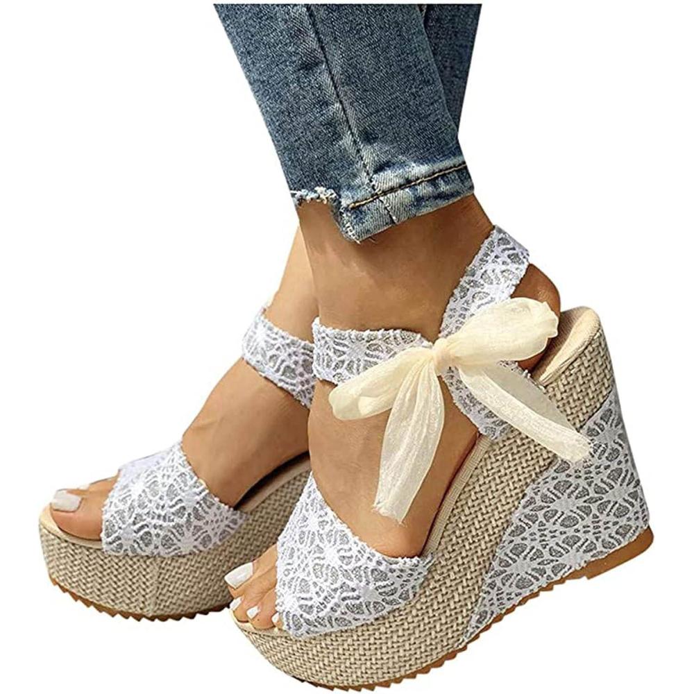 imageNUSGEAR Sandales pour femme Sandales dt croises bretelles croises lgantes Sandales compenses pour femme Sandales dt Sandales ChaussuresA Blanc