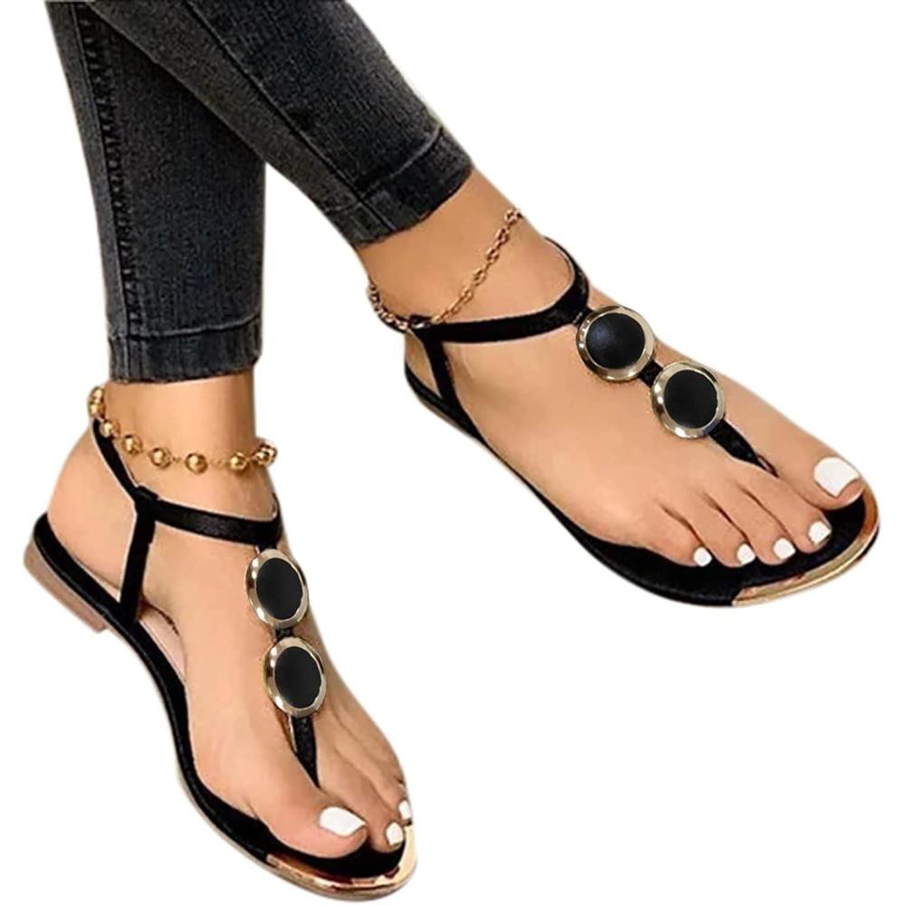 imageSandales CompensEs Pour Femme Classiques Piscine Plage Sandales Claquette Femme T Sandale Femme Cuir Sandales Plates Toe Comfy Chaussures Mules Talon Haut Tongs Pantoufles DContractEs