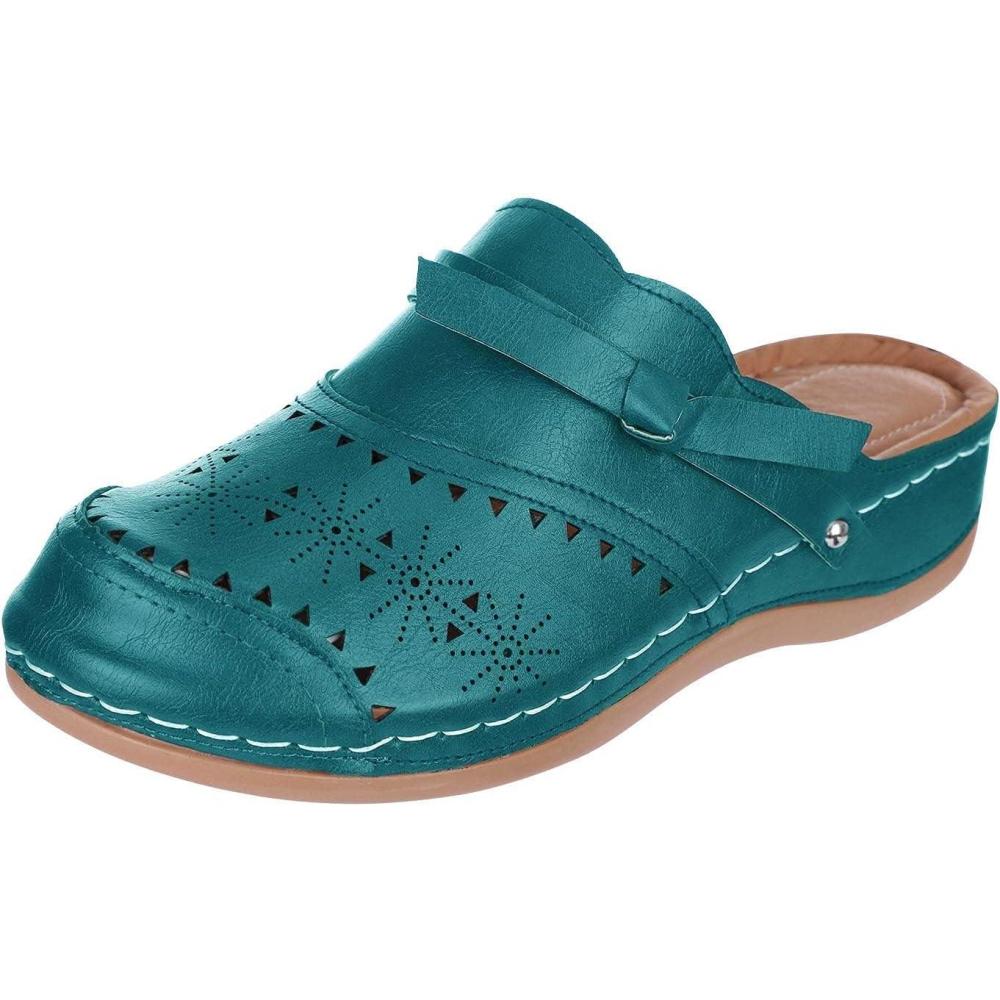 imageSandales Gardener pour femme avec plateau talon compens Chaussons lgrement ferms lavant creux Mules confortables enfiler Chaussures de jardin sandales de plageVert