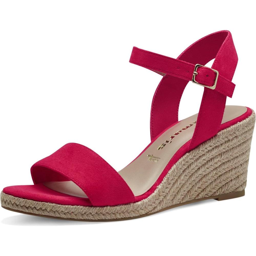 imageTamaris Femme Sandales Dame Sandales compensesTouch ItRouge Blanc