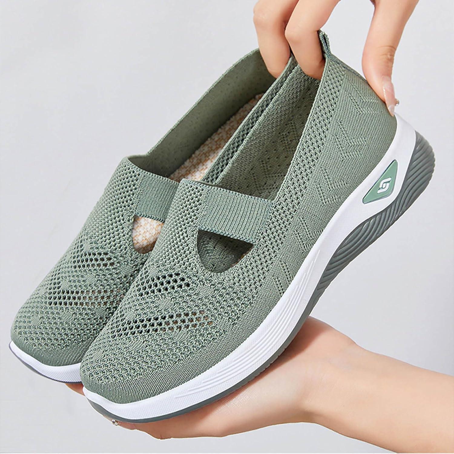 image2025 Chaussures Femmes Baskets OrthopDiques Plateforme pour Femmes Chaussuresde Sport Maille AntidRapantes Jogging Baskets OrthopDiques de Course LGRes et Respirantes Fitness Gym OutdoorA04vert