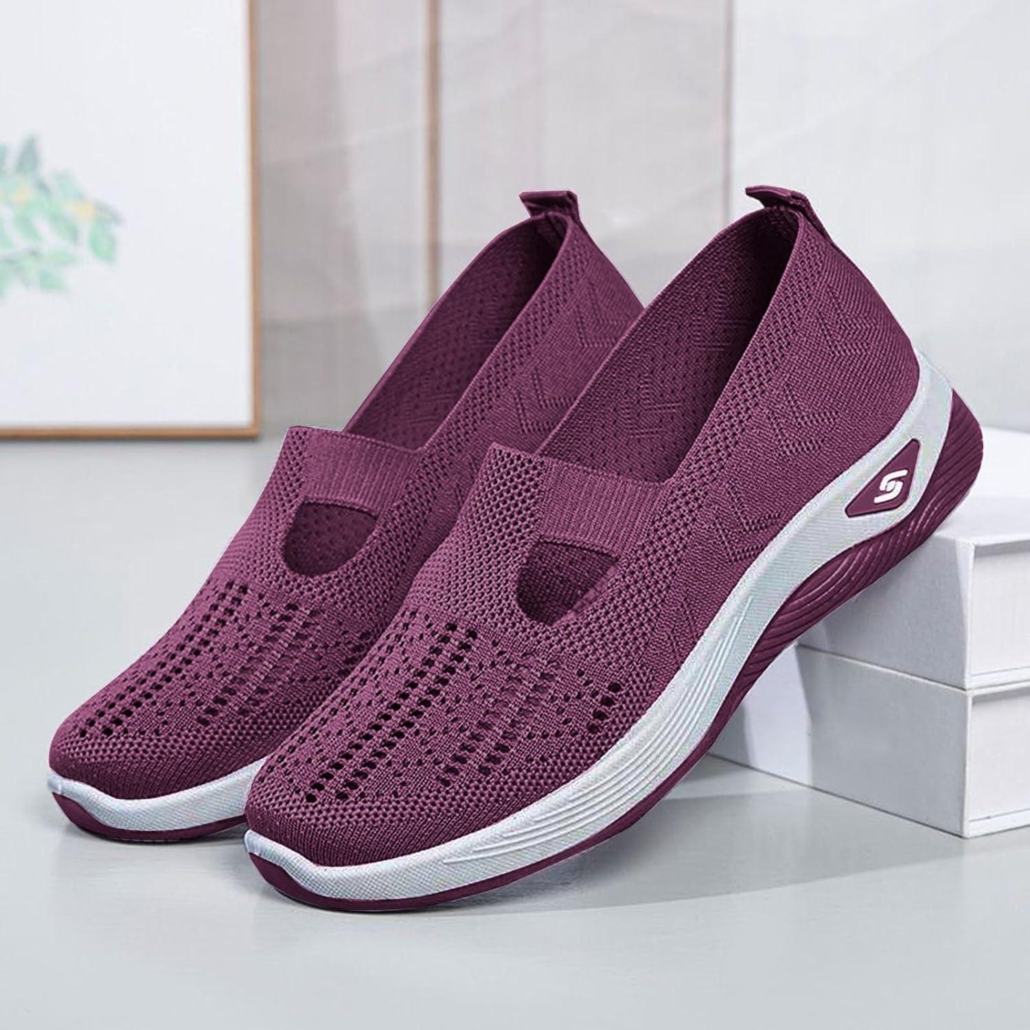 image2025 Chaussures Femmes Baskets OrthopDiques Plateforme pour Femmes Chaussuresde Sport Maille AntidRapantes Jogging Baskets OrthopDiques de Course LGRes et Respirantes Fitness Gym OutdoorA03violet