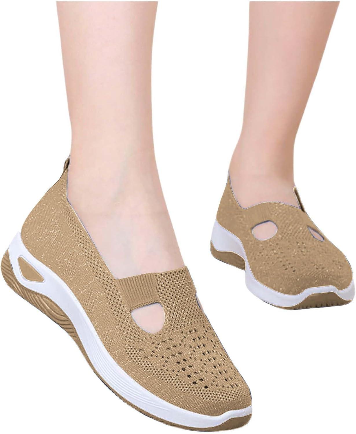 image2025 Chaussures Femmes Baskets OrthopDiques Plateforme pour Femmes Chaussuresde Sport Maille AntidRapantes Jogging Baskets OrthopDiques de Course LGRes et Respirantes Fitness Gym OutdoorA03kaki