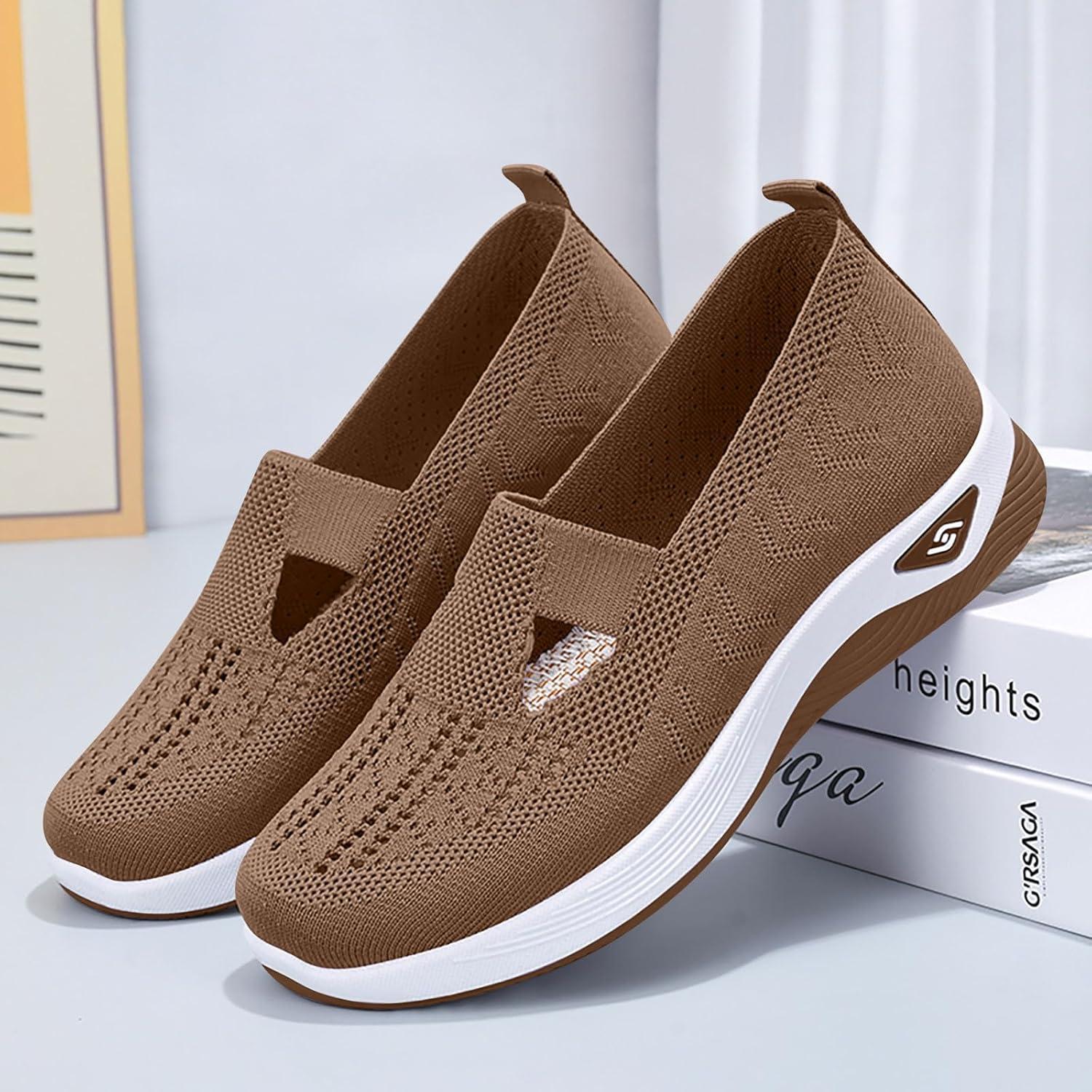 image2025 Chaussures Femmes Baskets OrthopDiques Plateforme pour Femmes Chaussuresde Sport Maille AntidRapantes Jogging Baskets OrthopDiques de Course LGRes et Respirantes Fitness Gym OutdoorA01kaki