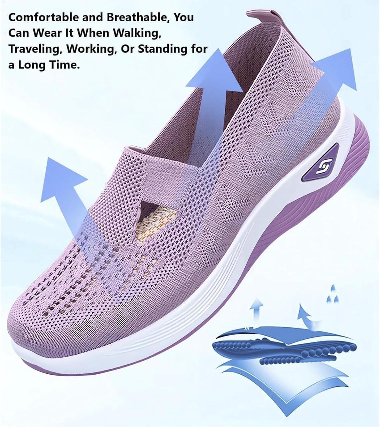 image2025 Chaussures Femmes Baskets OrthopDiques Plateforme pour Femmes Chaussuresde Sport Maille AntidRapantes Jogging Baskets OrthopDiques de Course LGRes et Respirantes Fitness Gym OutdoorA03rose
