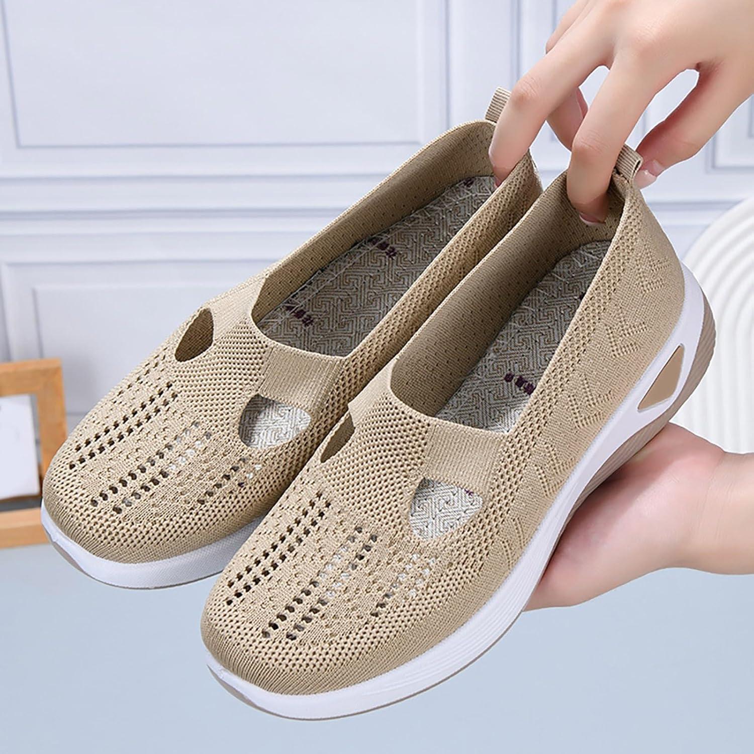 image2025 Chaussures Femmes Baskets OrthopDiques Plateforme pour Femmes Chaussuresde Sport Maille AntidRapantes Jogging Baskets OrthopDiques de Course LGRes et Respirantes Fitness Gym OutdoorA03kaki