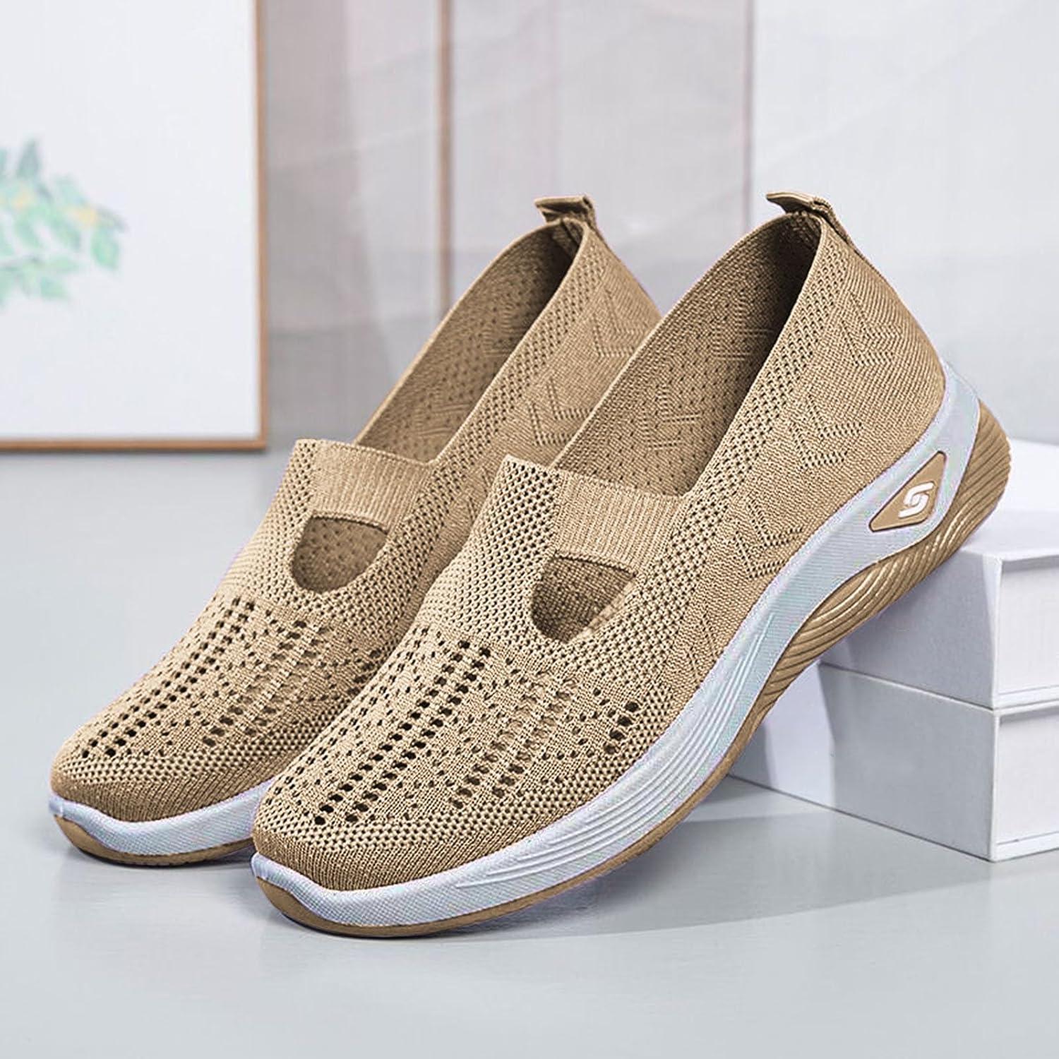 image2025 Chaussures Femmes Baskets OrthopDiques Plateforme pour Femmes Chaussuresde Sport Maille AntidRapantes Jogging Baskets OrthopDiques de Course LGRes et Respirantes Fitness Gym OutdoorA03kaki