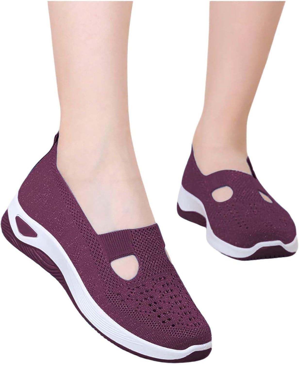 image2025 Chaussures Femmes Baskets OrthopDiques Plateforme pour Femmes Chaussuresde Sport Maille AntidRapantes Jogging Baskets OrthopDiques de Course LGRes et Respirantes Fitness Gym OutdoorA03violet