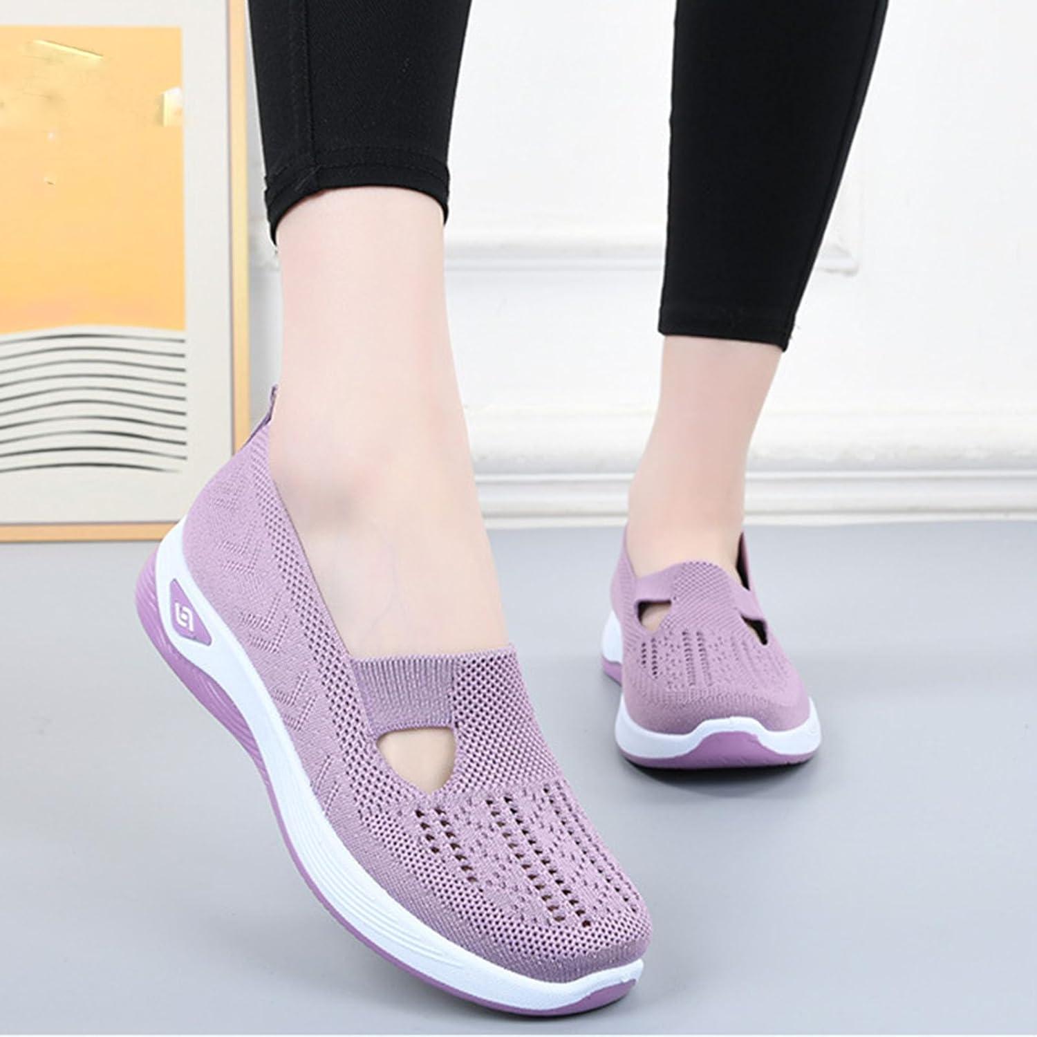 image2025 Chaussures Femmes Baskets OrthopDiques Plateforme pour Femmes Chaussuresde Sport Maille AntidRapantes Jogging Baskets OrthopDiques de Course LGRes et Respirantes Fitness Gym OutdoorA03rose