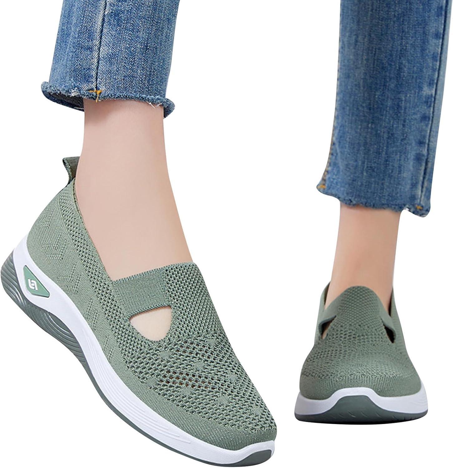 image2025 Chaussures Femmes Baskets OrthopDiques Plateforme pour Femmes Chaussuresde Sport Maille AntidRapantes Jogging Baskets OrthopDiques de Course LGRes et Respirantes Fitness Gym OutdoorA04vert