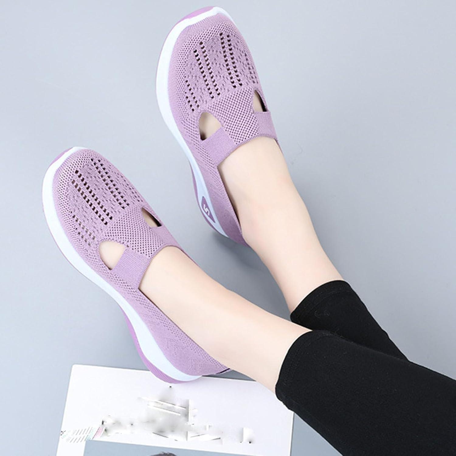 image2025 Chaussures Femmes Baskets OrthopDiques Plateforme pour Femmes Chaussuresde Sport Maille AntidRapantes Jogging Baskets OrthopDiques de Course LGRes et Respirantes Fitness Gym OutdoorA03rose