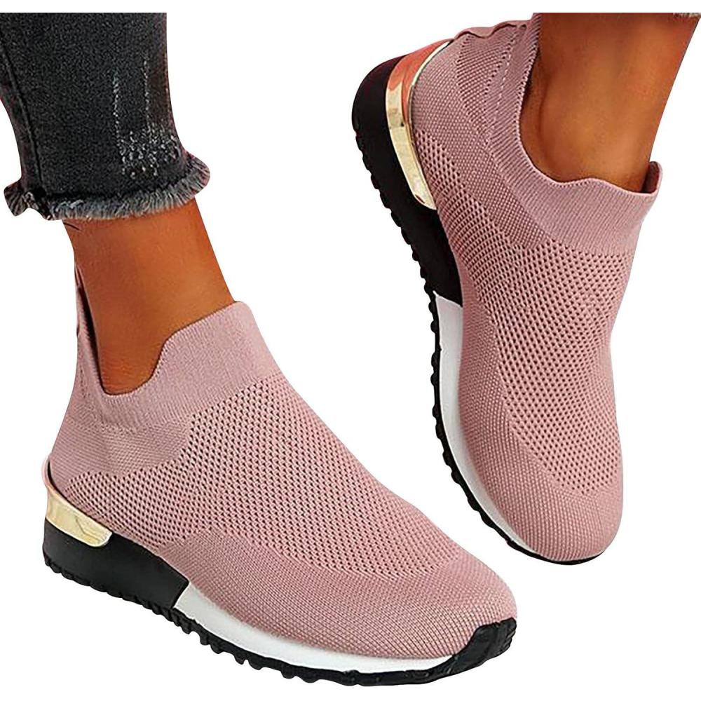 image2025 Chaussures Femmes Baskets OrthopDiques Plateforme pour Femmes Chaussuresde Sport Maille AntidRapantes Jogging Baskets OrthopDiques de Course LGRes et Respirantes Fitness Gym OutdoorA02rose