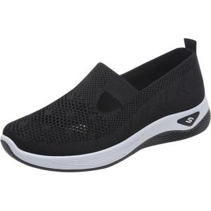 2025 Chaussures Femmes Baskets OrthopéDiques à Plateforme pour Femmes, Chaussuresde Sport Maille AntidéRapantes Jogging Baskets OrthopéDiques de Course LéGèRes et Respirantes Fitness Gym Outdoor(A04le Noir)