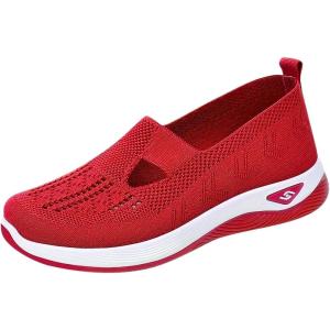 2025 Chaussures Femmes Baskets OrthopéDiques à Plateforme pour Femmes, Chaussuresde Sport Maille AntidéRapantes Jogging Baskets OrthopéDiques de Course LéGèRes et Respirantes Fitness Gym Outdoor(A01rouge)