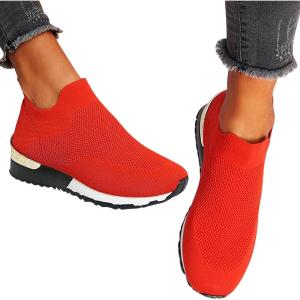 2025 Chaussures Femmes Baskets OrthopéDiques à Plateforme pour Femmes, Chaussuresde Sport Maille AntidéRapantes Jogging Baskets OrthopéDiques de Course LéGèRes et Respirantes Fitness Gym Outdoor(A02rouge)