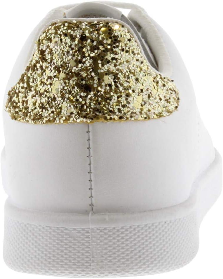 imageVictoria Basket Basse Tenis Cuir ampamp Arrire Paillet ampamp Logo Perfor 1125104 pour FillesDor